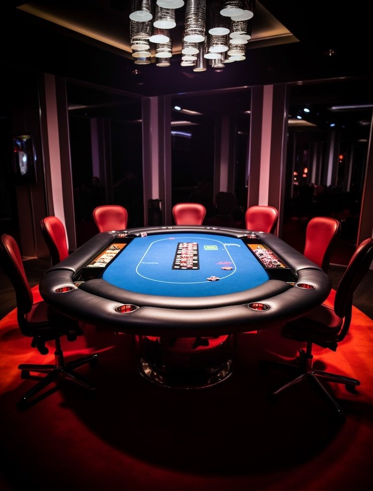 Live dealer studio production setup with multiple camera angles and lighting